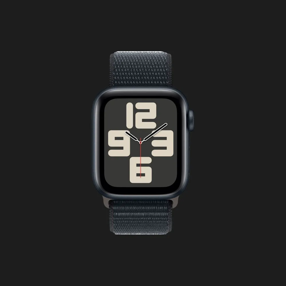 Apple Watch SE 2 44mm Midnight Aluminum Case with Midnight Sport Loop MREA3